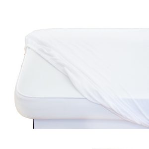 Sábana ajustable Rizo blanca con agujero facial