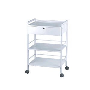 Carrito metálico blanco (1 cajón y 3 estantes)